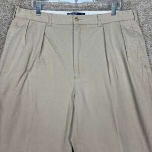 Polo Ralph Lauren Classic Chino Andrew Pant 38x32 Pleated Tan Khaki Men's‎